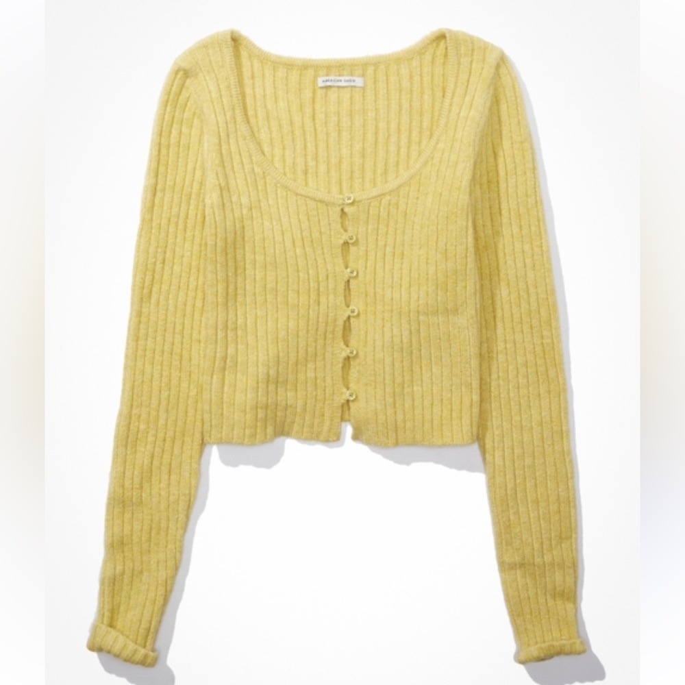 American Eagle cropped long sleeve sweater. Spring green color, never worn.